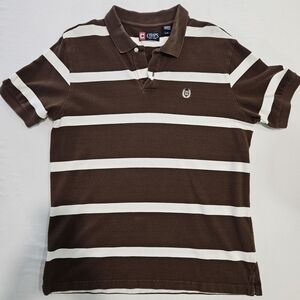 Chaps Men’s Brown & White Striped Polo Shirt